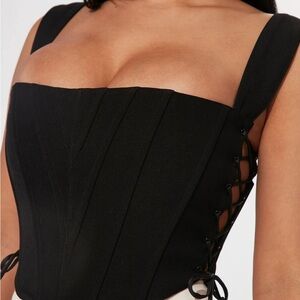 Fashion Nova “Side Struttin” Black Corset Top